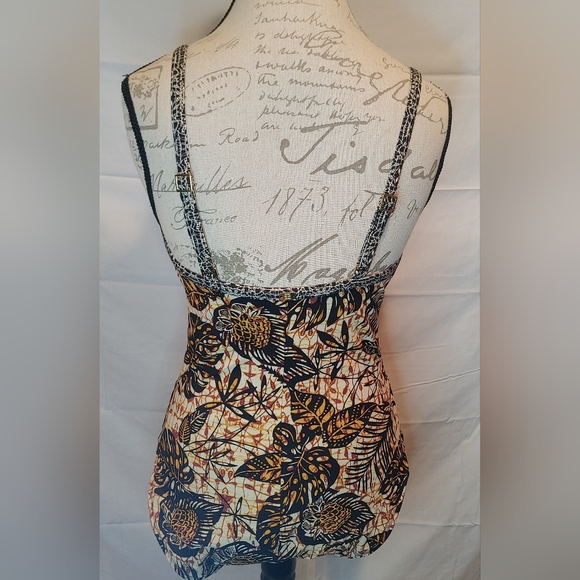 Amoressa by Miraclesuit "Dijon Ingot" One-Piece Mesh Insets Leaf Print Size 12 - Picture 2 of 13